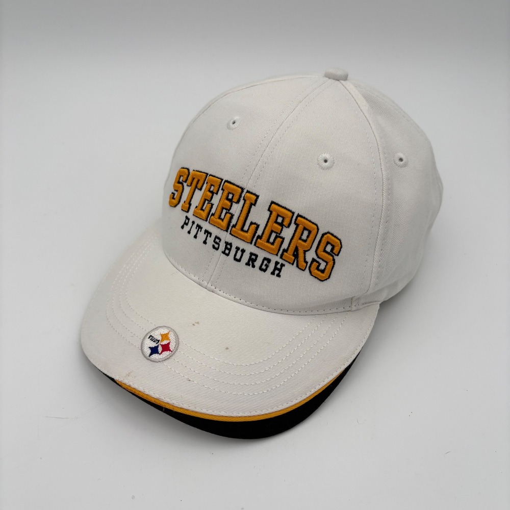 Vtg Pittsburgh Steelers Baseball Cap White Embroidered Logo NFL‎ Womens